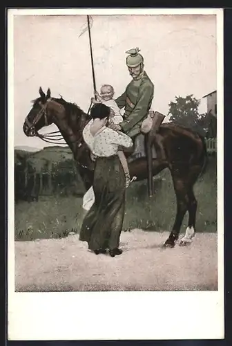 Künstler-AK Brynolf Wennerberg: Soldat nimmt Abschied von Frau und Kind