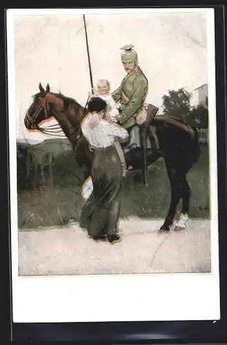 Künstler-AK Brynolf Wennerberg: Soldat nimmt Abschied von Frau und Kind