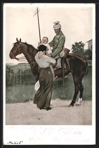 Künstler-AK Brynolf Wennerberg: Soldat nimmt Abschied von Frau und Kind