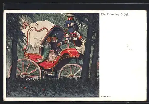 Künstler-AK sign. Erich Kux: Die Fahrt ins Glück