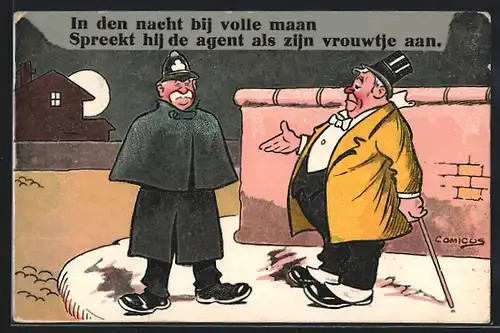 AK dicker Trinker mit einem Polizisten