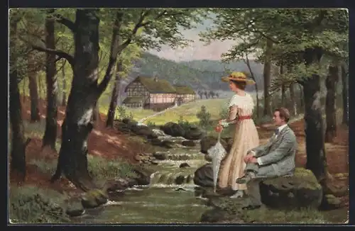 Künstler-AK sign. L. Schmidt: Im Mühlengrund