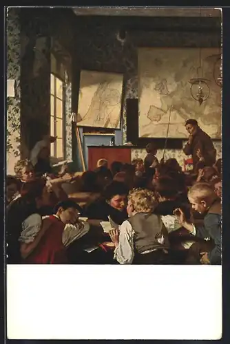 Künstler-AK Carl Hertel: Kinder passen im Geschichtsunterricht nicht so wirklich auf