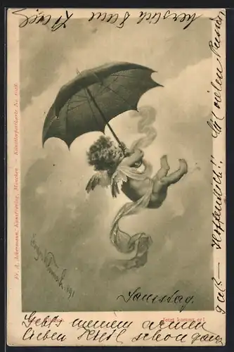 Künstler-AK sign. Eug. Klimsch: Jetzt kommt er!