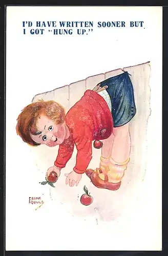 Künstler-AK sign. Frank Gould: I`d have written sooner but i got hung up