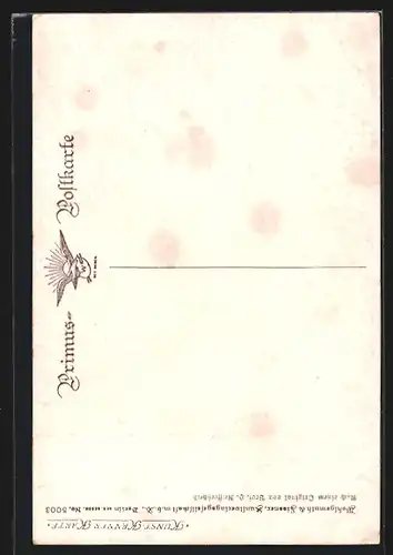 Künstler-AK Wohlgemuth & Lissner, Primus-Postkarte No. 5003: Veilchen, lesendes Mädchen auf Wiese
