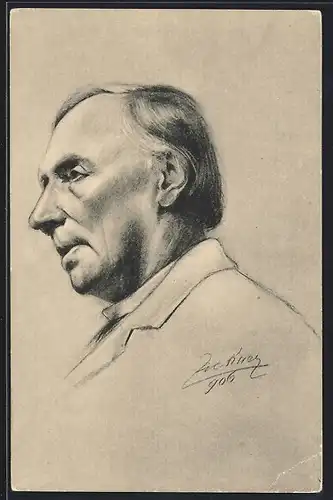 Künstler-AK sign. R. Zickner: Herr im Seitenprofil im Anzug