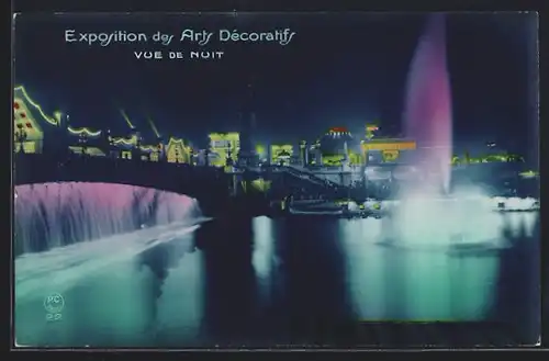 AK Paris, Exposition des Arts Decoratifs, Vue de Nuit, Ausstellung