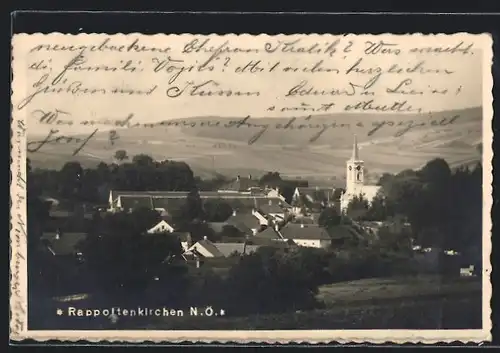 AK Rappoltenkirchen, Teilansicht mit Kirche