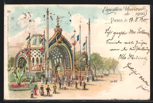 Lithographie Paris, Exposition universelle de 1900, La Porte Monumentale