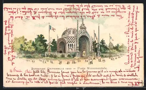 Lithographie Paris, Exposition universelle de 1900, Porte Monumentale