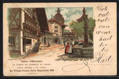 Lithographie Paris, Exposition universelle de 1900, Chalet d`Effretikon