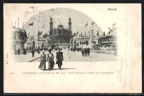 AK Paris, Exposition universelle de 1900, Pont d`Iéna et Palais du Trocadéro