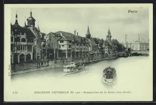 AK Paris, Exposition universelle de 1900, Perspective de la Seine rive droite