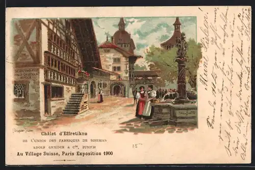 Lithographie Paris, Exposition universelle de 1900, Chalet d`Effretikon