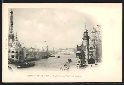 AK Paris, Exposition universelle de 1900, La Seine au Pont de l`Alma