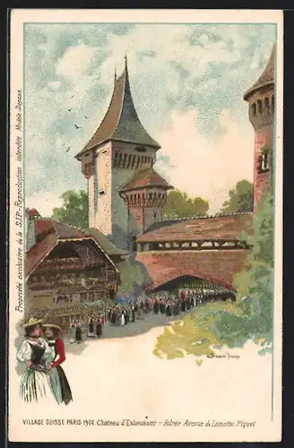 Künstler-AK Paris, Village Suisse 1900, Entree Avenue de Lamothe