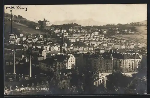AK St. Gallen, Ortsansicht mit Säntis