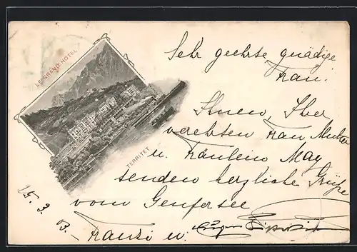 AK Territet, Le Grand Hotel, Dampfer