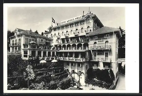 AK Lugano, Hotel Weisses Kreuz von J. Bisinger