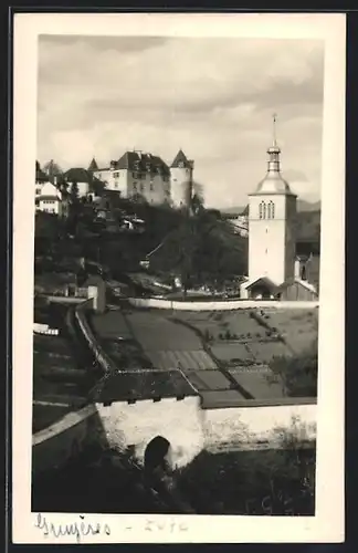 AK Gruyère, Kirche, Burg, Mauern