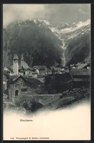 AK Göschenen, Ortsansicht mit Bergen