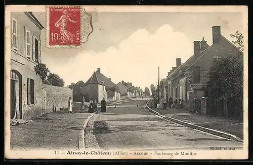 AK Ainay-le-Chateau, Avenue, Faubourg de Moulins