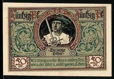 Notgeld Rothenburg ob der Tauber 1921, 50 Pfennig, die junge Schar