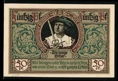 Notgeld Rothenburg ob der Tauber 1921, 50 Pfennig, die junge Schar