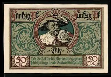 Notgeld Rothenburg ob der Tauber 1921, 50 Pfennig, General Tilly, 30 jähriger Krieg