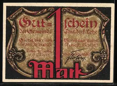 Notgeld Tonndorf Lohe 1921, 1 Mark, Der Gerechte muss leiden