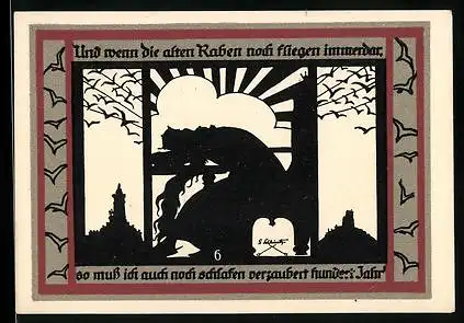 Notgeld Rossla 1921, 50 Pfennig, Schattenbild einer Frau