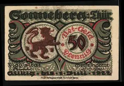 Notgeld Sonneberg Thür. 1922, 50 Pfennig, der Nussknacker als Hauptmann