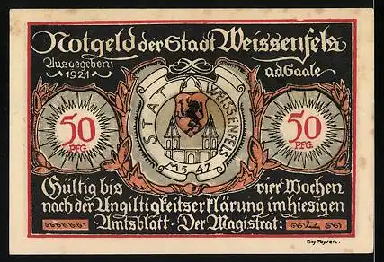 Notgeld Weissenfels a.d. Saale, 50 Pfennig, Schuster in der Schusterei