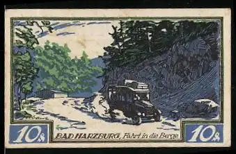 Notgeld Braunschweig 1921, 10 Pfennig, Fahrt in die Berge bei Bad Harzburg