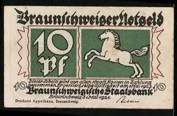 Notgeld Braunschweig 1921, 10 Pfennig, Fahrt in die Berge bei Bad Harzburg