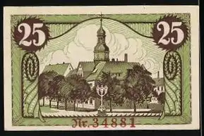 Notgeld Ronneburg Thür. 1920, 25 Pfennig, Ortsansicht