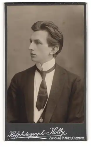Fotografie Kolby, Zwickau, Junger Herr im Anzug mit Krawatte