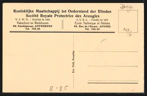 AK Anvers, Société Royale Protectrice des Aveugles, Coin de l`atelier de vannerie, Blinde Korbflechter