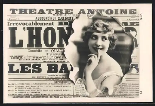 AK Zeitungsausgabe des Theatre Antoine in Paris mit hübscher Schauspielerin