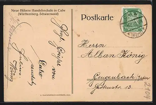 AK Calw, Neue Höhere Handelsschule