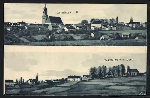 AK Griesbach i. R., Gesamtansicht, Wallfahrt Kronberg