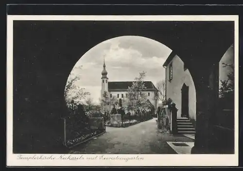 AK Neckarelz, Templerkirche mit Exercitiengarten