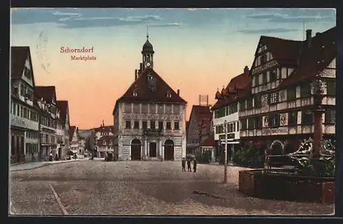 AK Schorndorf /Württ., Marktplatz mit Brunnen