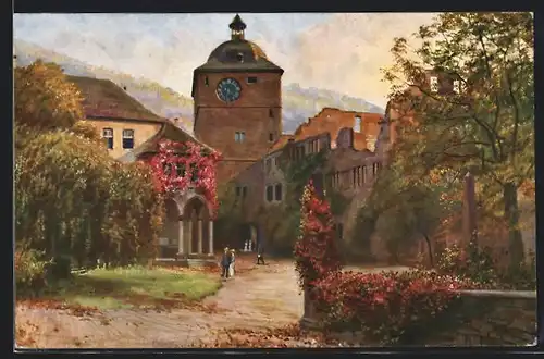 Künstler-AK Heinrich Hoffmann: Schloss Heidelberg, Der Wartturm, Ludwigsbau und Ruprechtsbau