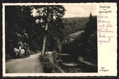 AK Postkutsche im Gebirge des Schwarzatals