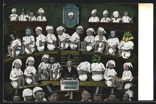 AK Kinder auf ihren Töpfchen in einer Öffentlichen Sitzung