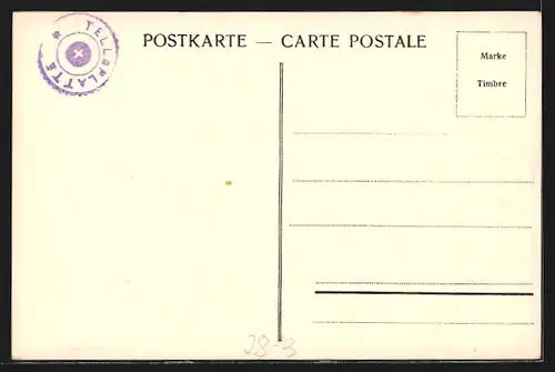 Lithographie Wilhelm Tell, Darstellung von Tell`s Sprung