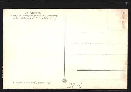 Künstler-AK Der Rütlischwur, Wandgemälde in der Tellskapelle am Vierwaldstättersee