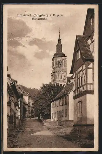 AK Königsberg i. Bayern, Marienstrasse mit Kirche